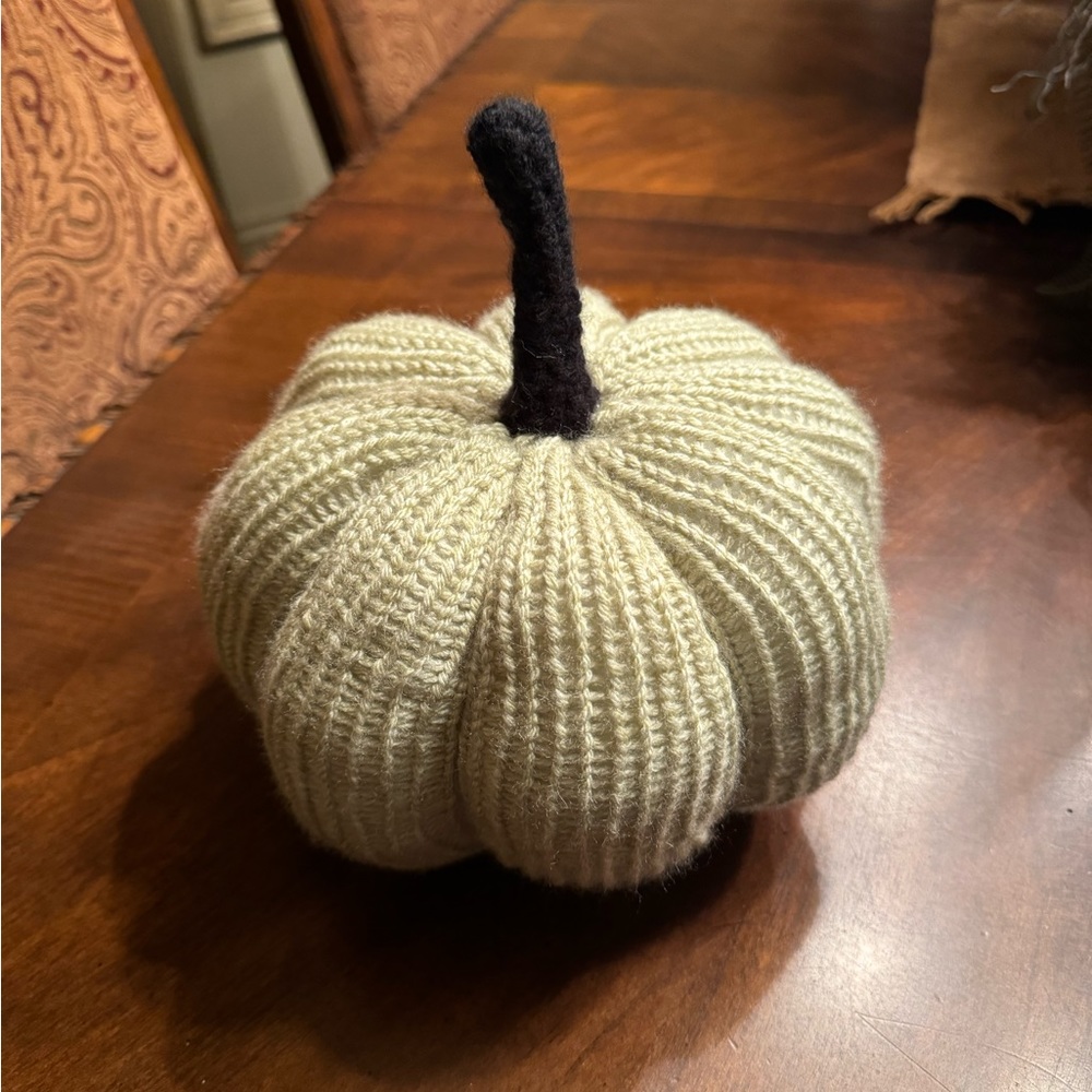 Handmade knit stuffed pumpkin!